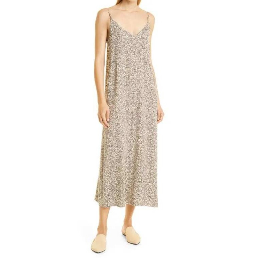 Bailey's Blossoms Maxi Dress S Tan Cheetah Print Sleeveless Chiffon Boho Flowy